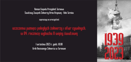 Zaproszenie na uroczystość uczczenia pamięci poległych w drugiej wojnie światowej żołnierzy i ofiar cywilnych.